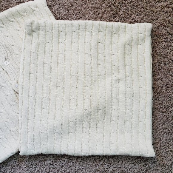 Ralph Lauren Cable Knit Throw Pillow Cover Set of 2 Cream Cozy Sweater Weather - Picture 3 of 4